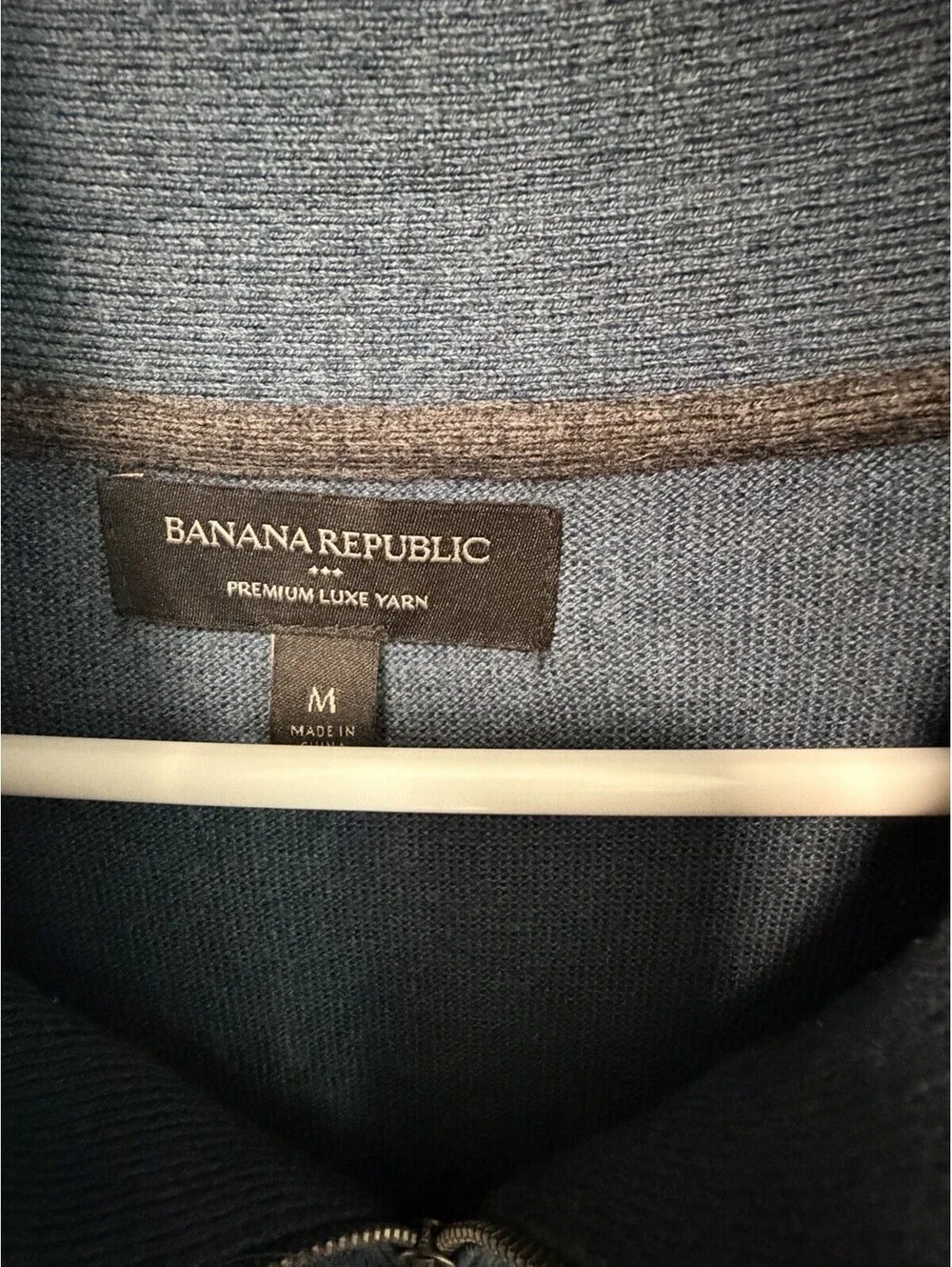 Banana Republic Premium Luxe Yarn Slate Blue Quarter Zip Sweater Mock Men’s M
